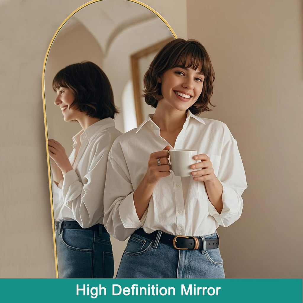 Full Length Mirror, 71′′x30′′Arched Large Floor Body Mirror (Gold)