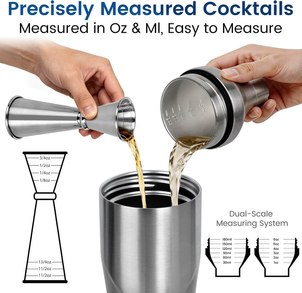 Portable Double Wall Cocktail Shaker Set - Set of 9
