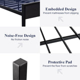 King Platform Bed Frame with Wooden Headboard and Footboard, Heavy Duty 12 Metal Slats Support, No Box Spring Needed