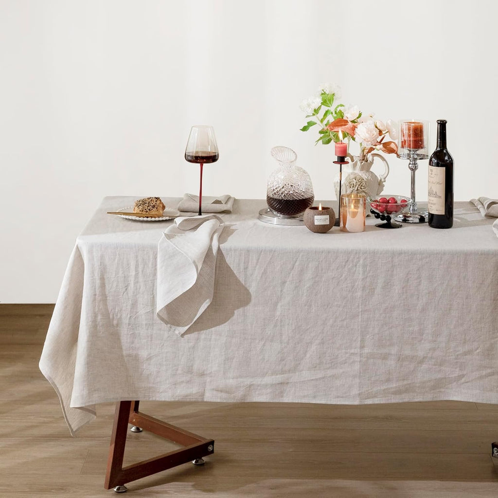 Linen Tablecloth 100% Pure Linen Table Cloth 60x108 Inches Rectangle Tablecloths Washable Cloths, Di