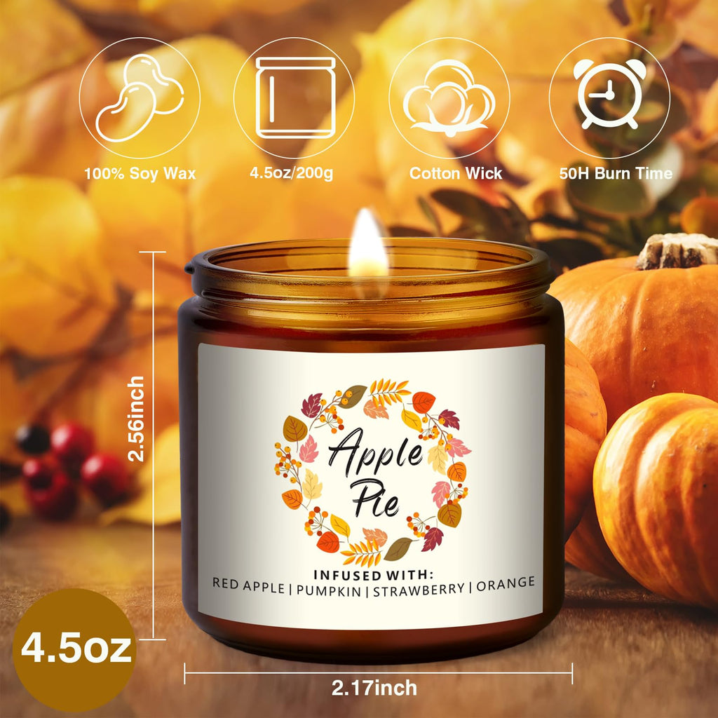 Fall Candles Gifts Set 6 Pack Soy Wax Scented Candle 27 OZ 200 Hrs Burn, Scents of Berry, Sugar, Spiced Apple, Autumn