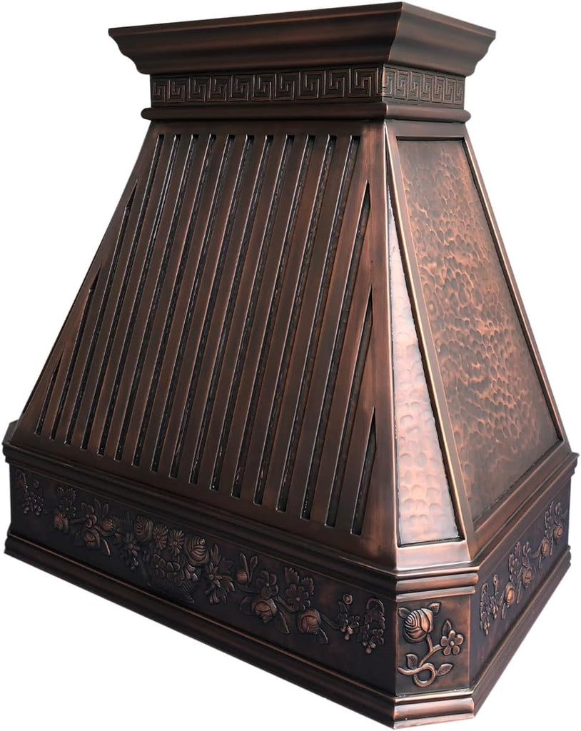 36 Inch Copper Wall Mount Range Hood 610 CFM LED Lights Dishwasher-Safe Baffle Filters