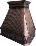 36 Inch Copper Wall Mount Range Hood 610 CFM LED Lights Dishwasher-Safe Baffle Filters