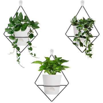 3 Sets Wall Planters for Indoor Plants Geometric Hanging Planters for Indoor Plants - Self-Watering Flower Pots with