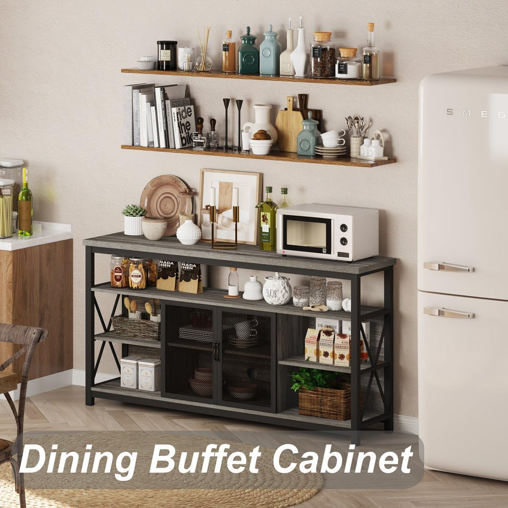 Tall TV Stand for 65 Inch TVs, Industrial Entertainment Center