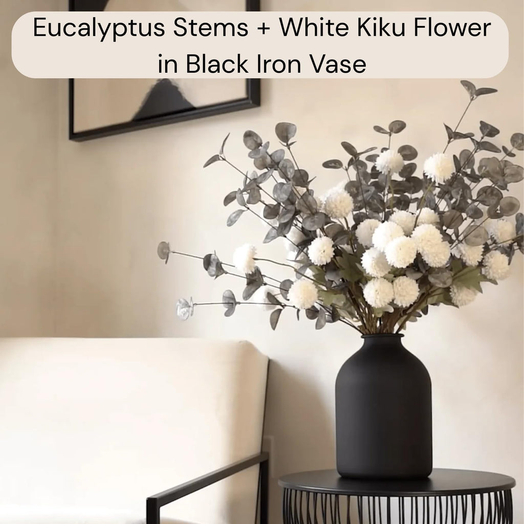 6 Branches Artificial Long Eucalpytus Stems For Tall Vase, Real Look