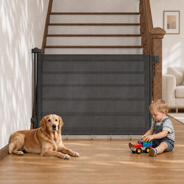 37-55" Retractable Baby Gates for Stairs & Doorways, Black