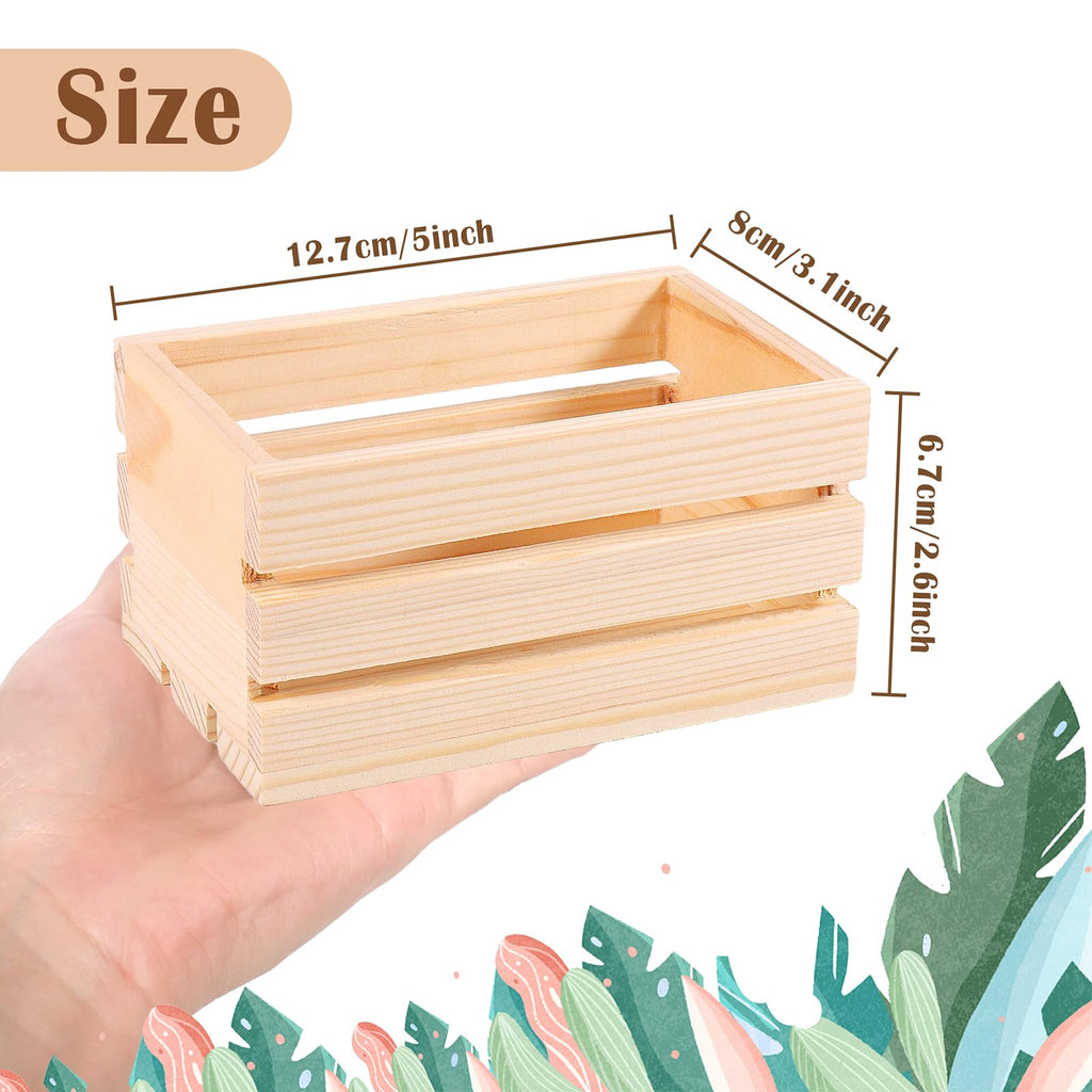 4 Pack Mini Rustic Wooden Crates, Decorative Wood Crates Unfinished Wood Box, Crate Box Wooden Storage Box, Closet
