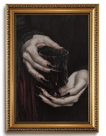 Vintage Gold Framed Wall Art Dark Academia Gothic Canvas Wall Art Moody Clawed Hands Dracula Pictures Wall Decor
