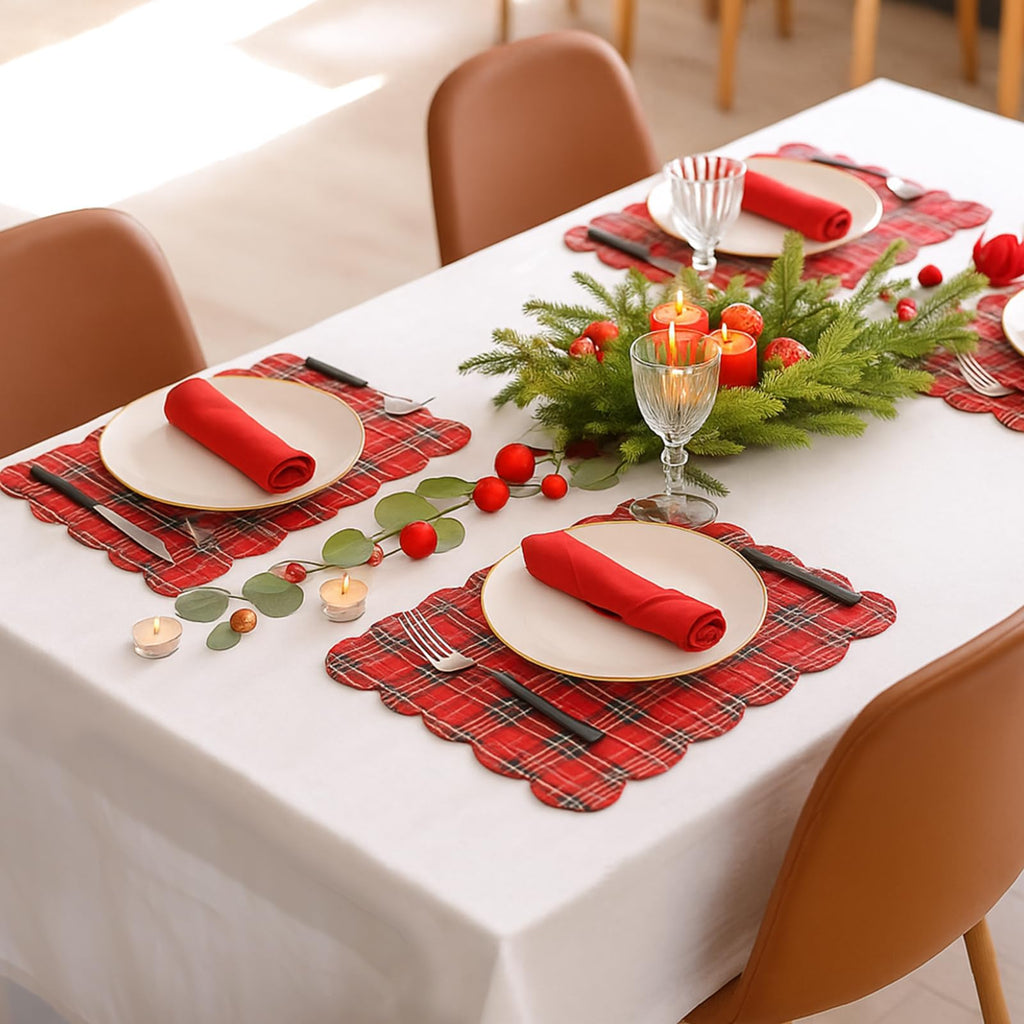 6 Pcs Quilted Scallop Placemats Dining