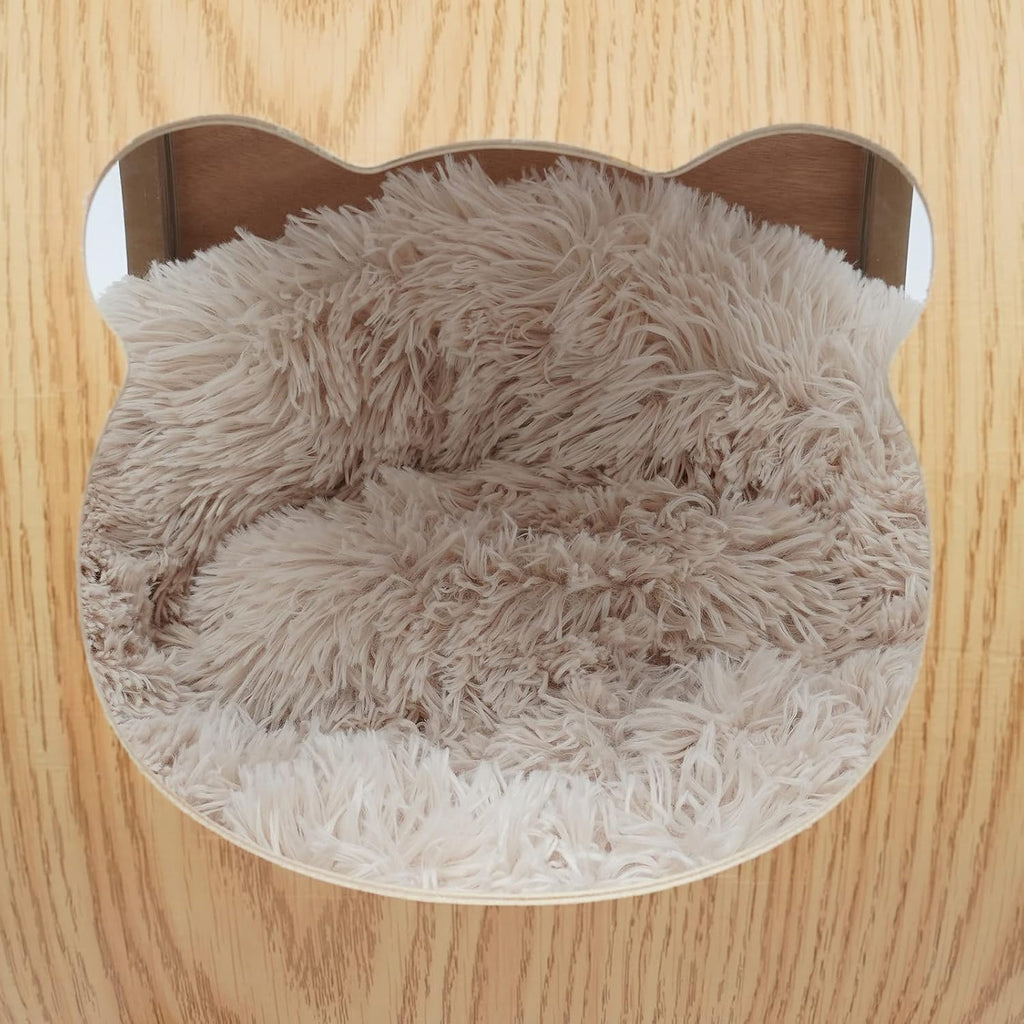 Wooden Cat Bed Capsule, Cat House Space Capsule with Cushion, Modern Pet Bed House Spaceship Space Capsule (23.6 *