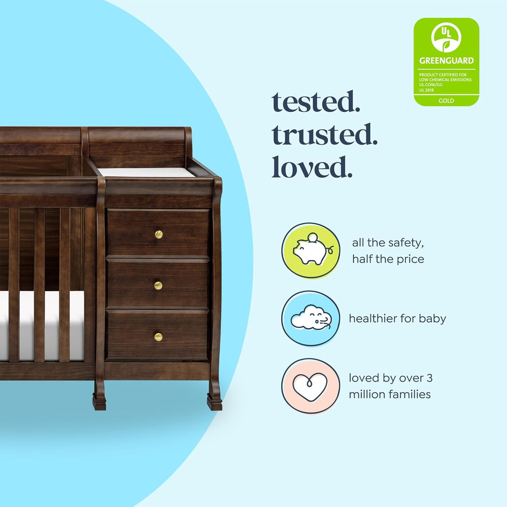 Kalani 4-in-1 Convertible Baby Crib & Changing Table Combo - GREENGUARD Gold Certified - Toddler Bed, Daybed