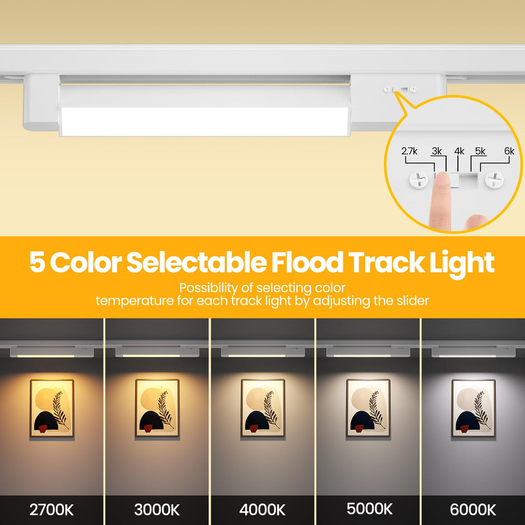 5 Color Linear H Track Lighting Heads Dimmable, White 25W 1 Pack