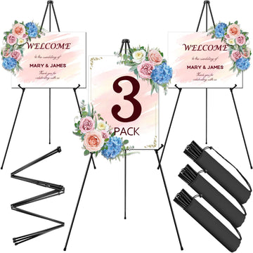 63" Easel Stand for Display, 3 Pack Portable Foldable Metal Easel