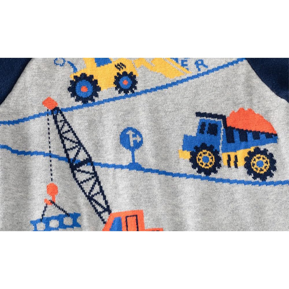 Toddler Baby Boy Knit Sweater Pullover Cotton Car Sweatshirt (Grey Car(2 Layer Thicknes), )