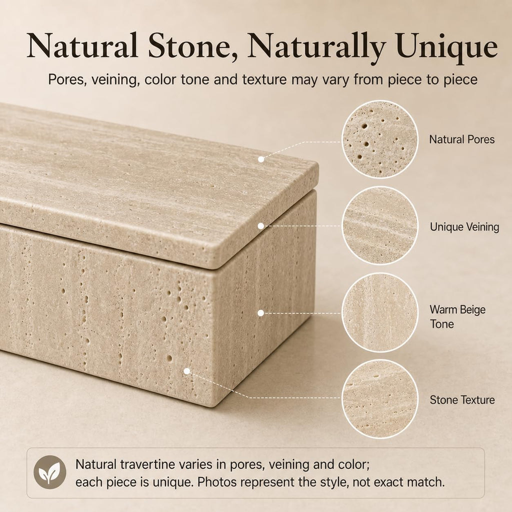 Natural Purple-Red Marble Storage Box with Lid, Decorative Stone Organizer for Jewelry, Watches, Keys and Small