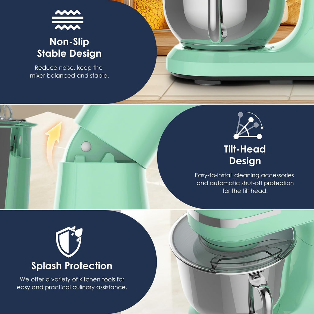 5.5QT Stand Electric Mixer, 12-Speed Kitchen Mixer with Tilt-Head, Stainless Steel Bowl Dough Mixer, Egg Whisk, Dough
