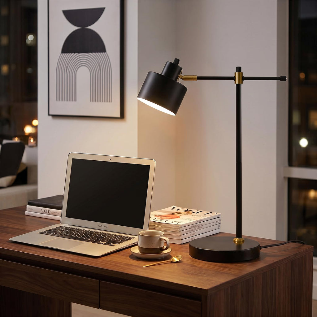 22.2" Modern Desk Lamp, Metal Table Lamp with LED Bulb, Adjustable Reading Lamps, Mid Century Task Lamp, Industrial