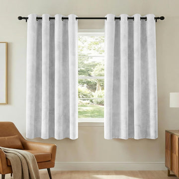 Velvet 100% Blackout Curtains 55x108 Stone Blue 2 Panels