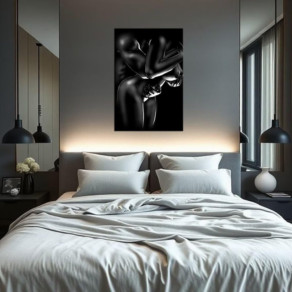 Sexy Wall Art Black and White Naked Woman and Man Pictures Abstract Canvas Prints Bathroom Party Wall Decoration