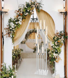 Large Floor Candelabra for Centerpiece: 8-arm Floor Candleholders with Acrylic Shades for LED Candles, Metal Pillar