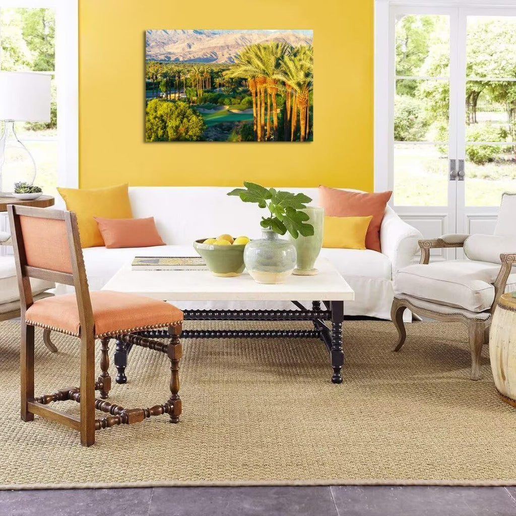 Palm Trees with Golf Course Canvas Wall Art Bedroom Bathroom Home Decorations Coachella Valley Mountain Picture Wall