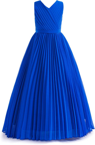 Flower Girls Wedding Guest Dress Junior Bridesmaid Formal Pageant Pleated Fancy Long Dresses Evening Party Gown