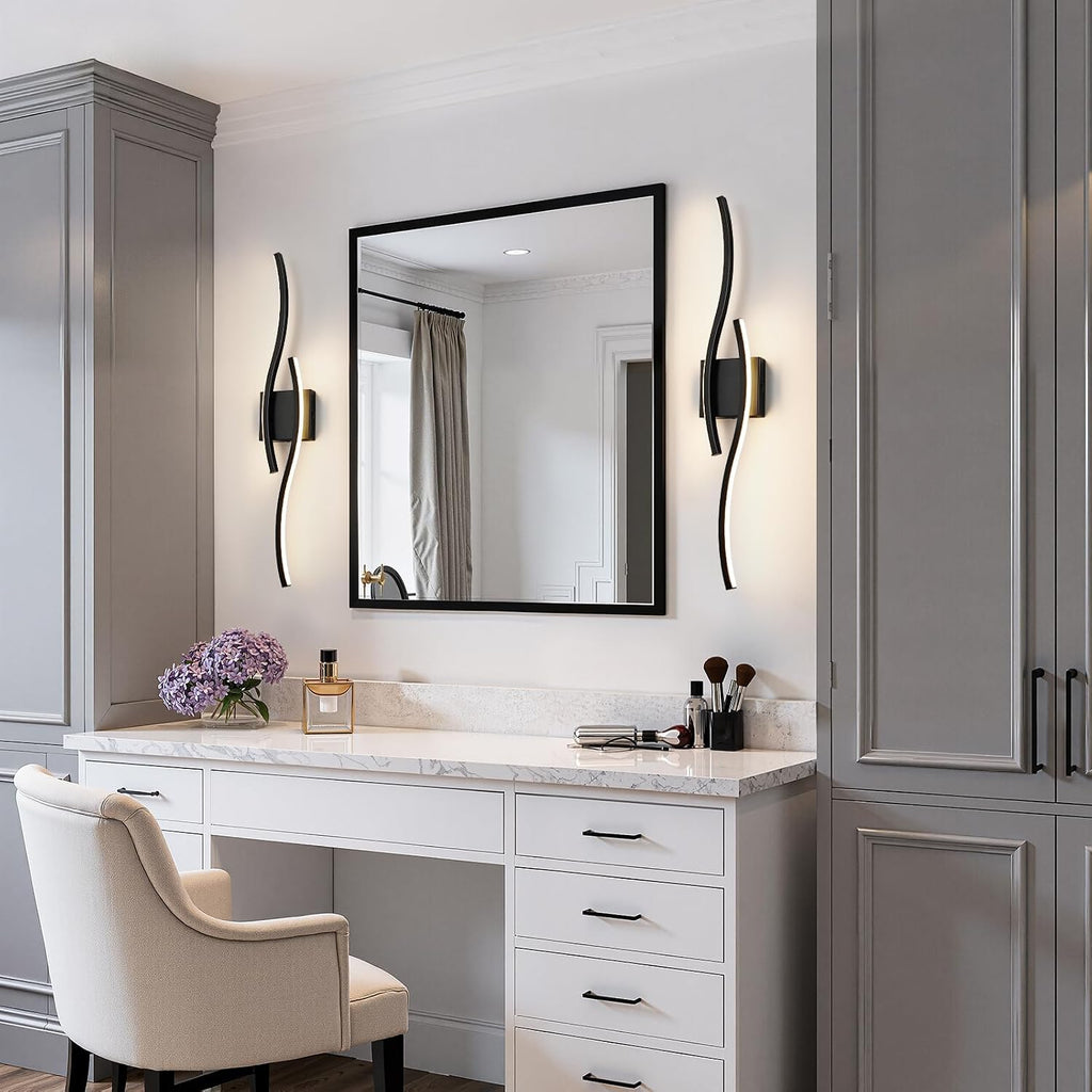 Bathroom Vanity Lights Over Mirror: 31.5 Inch 20W Black LED Bathroom Lighting Fixtures 5CCT Dimmable 2700-5000K