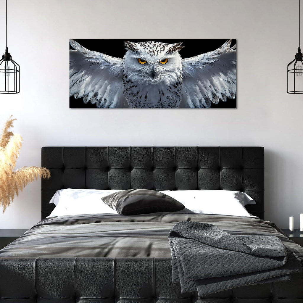 5 Pieces Large Snow Owl Wall Art Canvas Prints Owl Pictures Black and White Birds Animal Portrait Paintings Modern