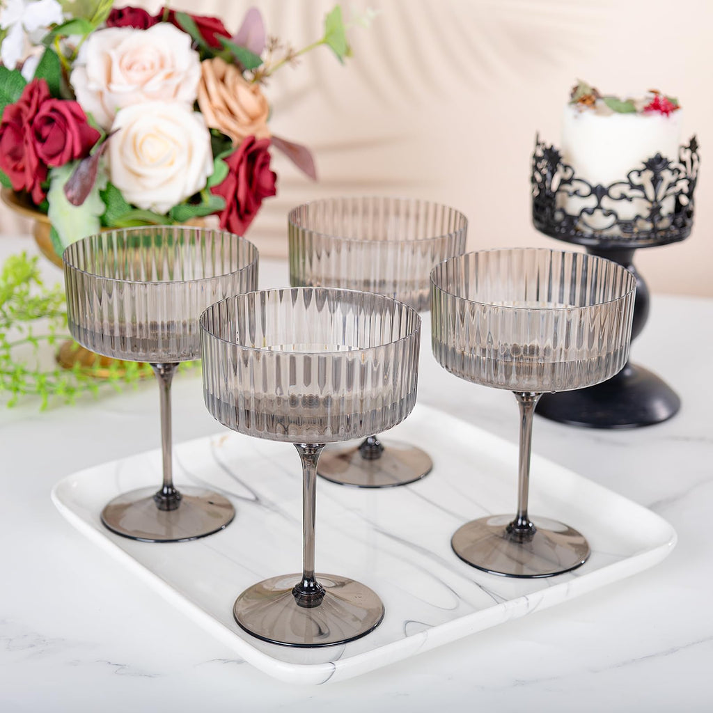 20 Pcs Plastic Martini Glasses 10 Oz Clear Black