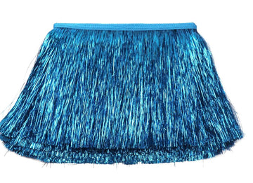 8" Wide Fringe Trim Garland Dance Costume Trimming Shiny Foil Effect Party Decor (5 Yards,Dark Turquoise)