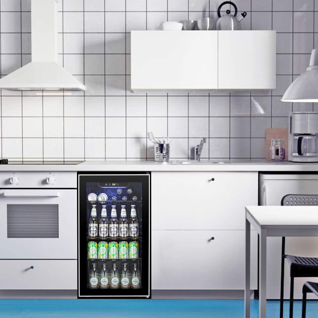Beverage Refrigerator Cooler -120 Can Mini Fridge Glass Door for Soda Beer or Wi