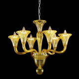 6 Light Crystal Chandelier, Modern Dining Room Light Fixture, Yellowish Green Crystal Pendant Light for Bedroom Livingroom, D24xW24xH22, E12 Socket A100-B0DSP6RTT3