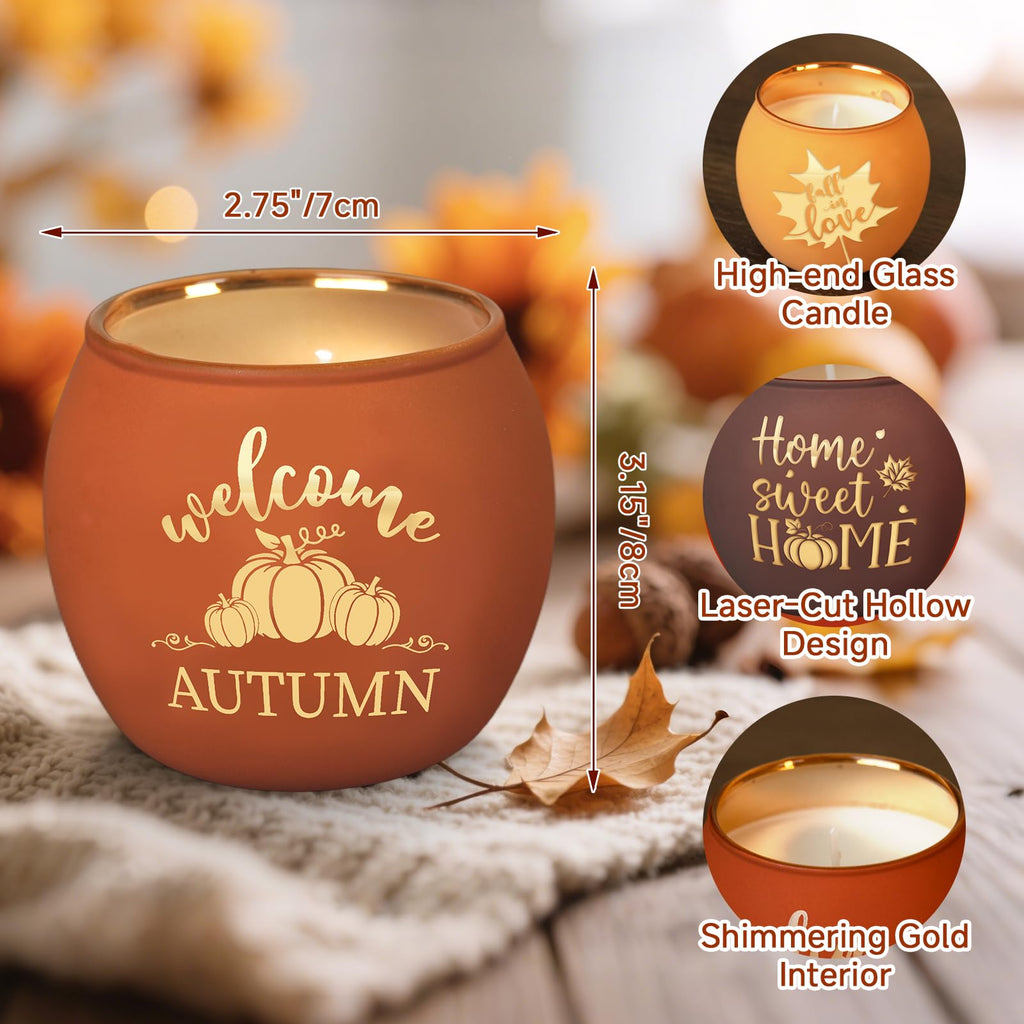 Fall Scented Candles Gift Set 4 Pack 16oz Soy Wax Jar Candles Thanksgiving Aromatherapy Candle Autumn Home Table