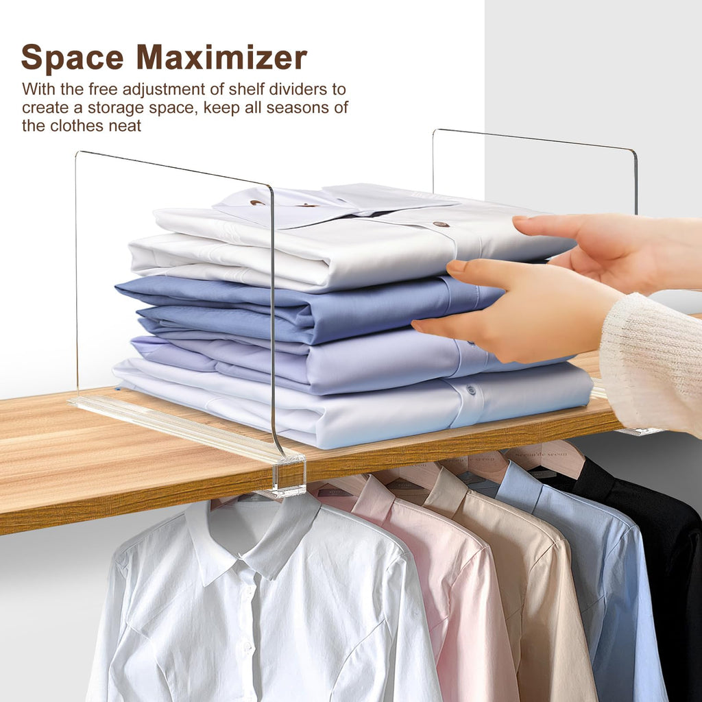Shelf Dividers for Closet Organization, Adjustable Shelf Separators, 10 Pcs