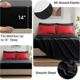 Anluoer Twin Comforter Set 5 Pieces, Black Bed in a Bag Bedding Set with 1 Comforter(68"*88"), 1 Pillow Sham