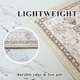 Washable 8ft Round Area Rug - Living Room Oriental Non Slip Soft Rugs Indoor Low Pile Stain Resistan