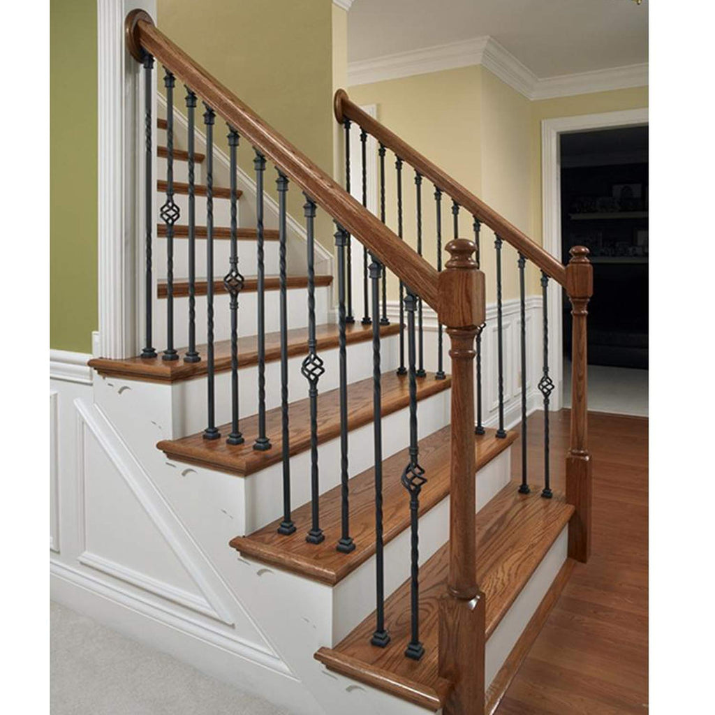 S09 - Wrought Iron Balusters Set of 10 Decorative Metal Balusters for Decks Spiral Stair Railing 1/2-inch Hollow