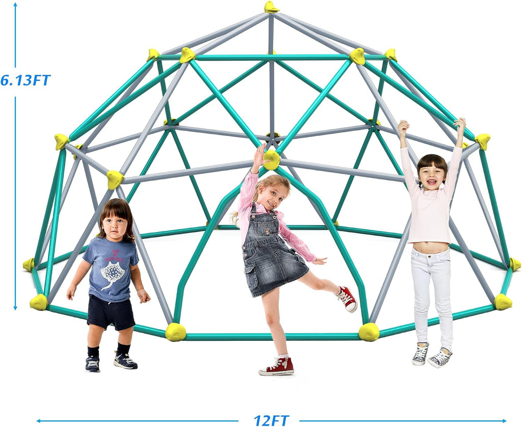 12FT Climbing Dome, Outdoor Dome Climber for Kids 3-10 | Supporting 1000 lbs, Easy Assembly Playground Jungle Gym