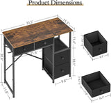Small Computer Desk with 4 Fabric Drawers, Simple Writing Desk, Compact Study Desks for Small Spaces, Kids Desk Study