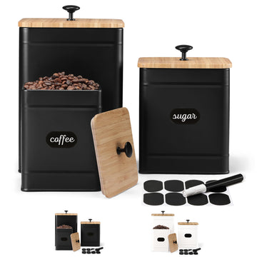 Kitchen Canisters for Countertop Set of 3, Airtight Canisters Sets for the Kitchen Counter with Lid, Metal Farmhouse