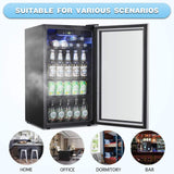 Beverage Refrigerator Cooler -120 Can Mini Fridge Glass Door for Soda Beer or Wi