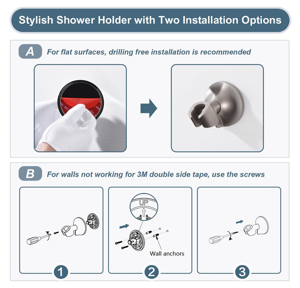 High Pressure Rain Shower Head Combo with Double Extension Arm, 8 Inch Rainfall Shower Head with Handheld Spray