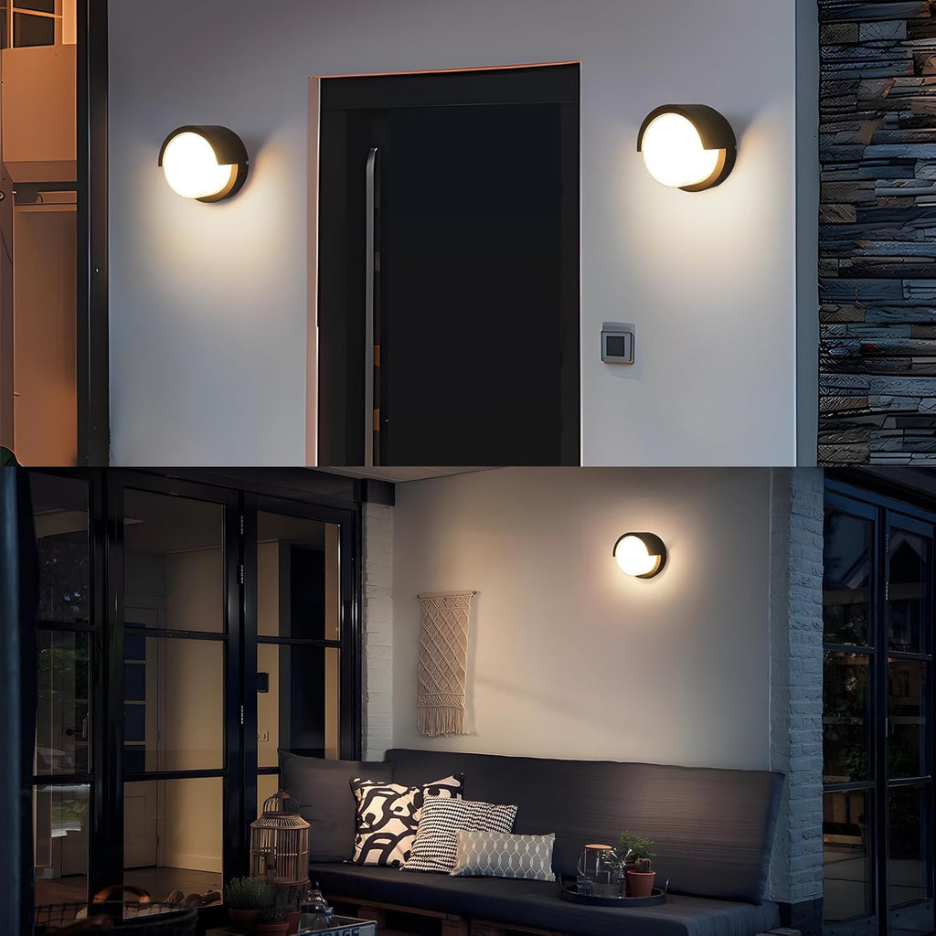 1 Pack Outdoor Wall Sconces, 6 Inch Modern Round LED Exterior Light Fixtures