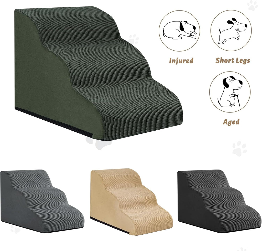 Dog Stairs for Small Dogs and Cats, 3-Step Pet Ramp for Couch, Chair