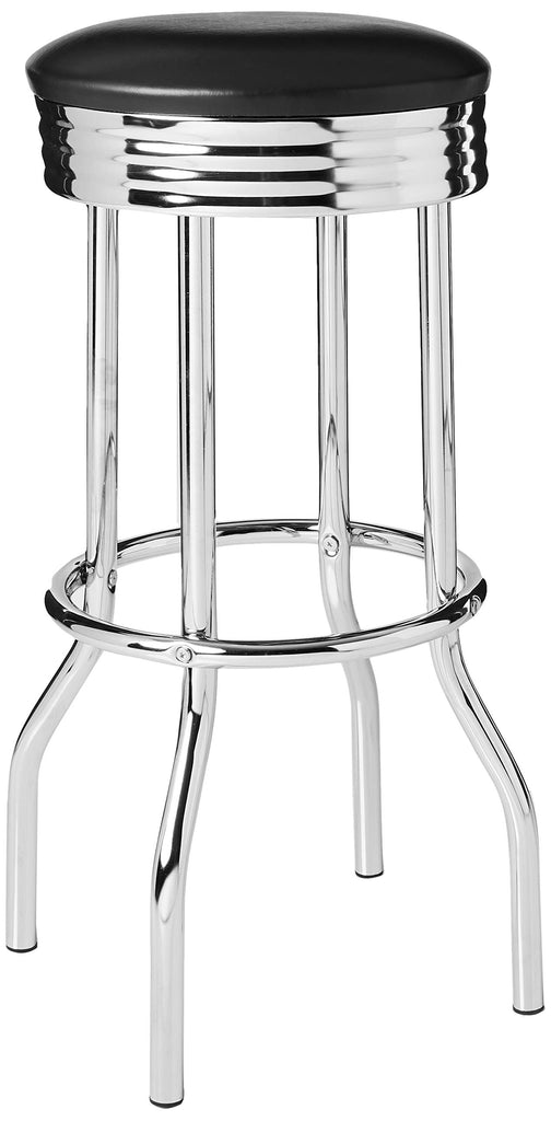 Mark Retro Barstool, Bar Height, Black And Chrome