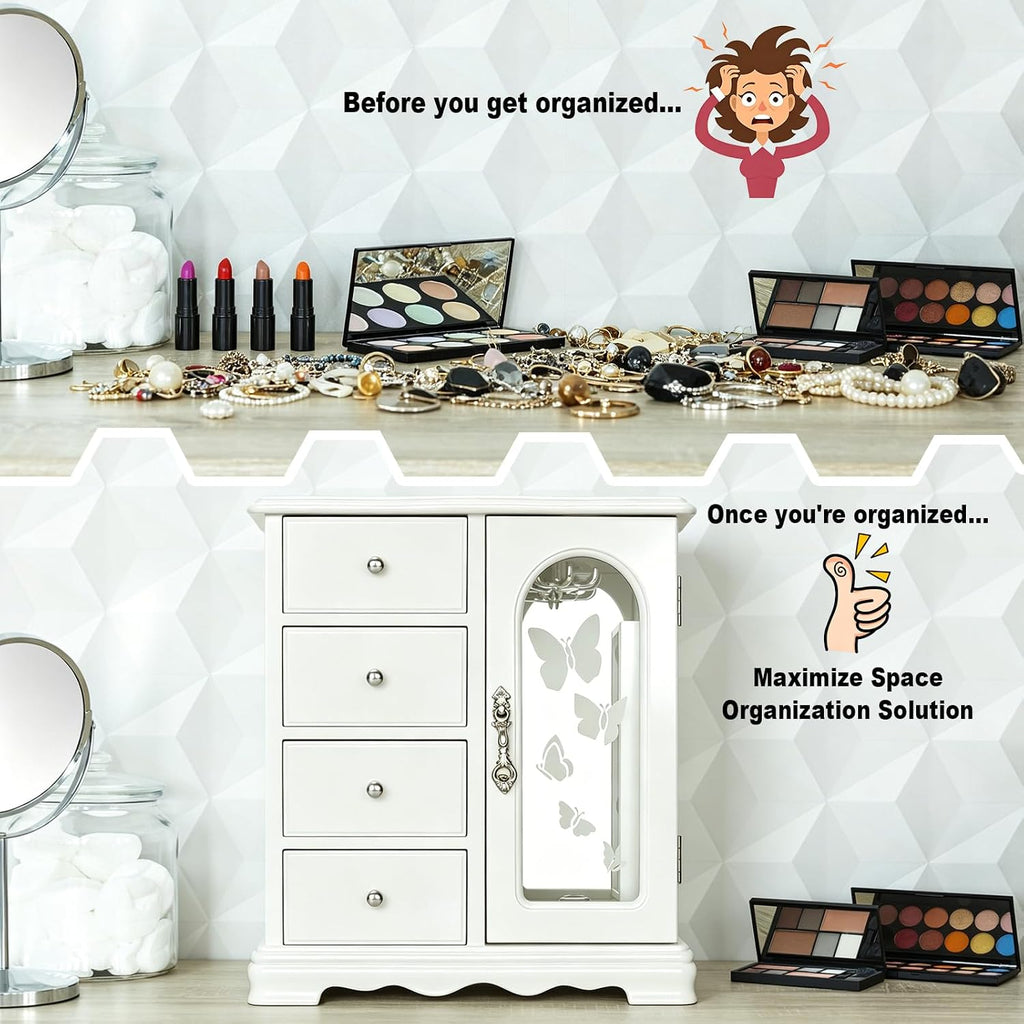 Solid Wood Jewelry Box White