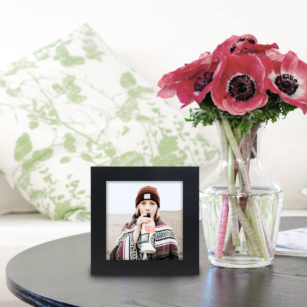 5x5 Picture Frames Solid Wood Square Photo Frame Black 6 Pack