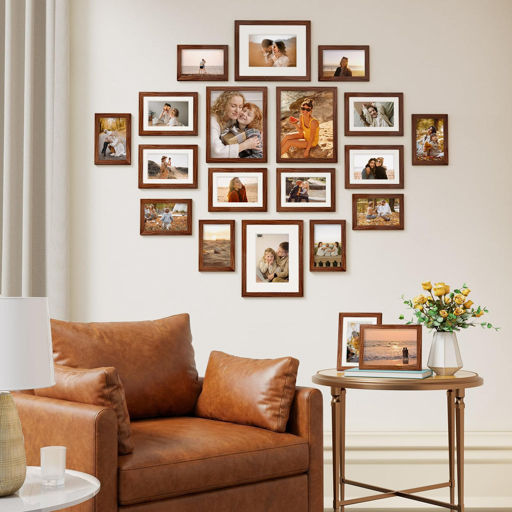 20 Pack Picture Frames Collage Wall Decor, Walnut Brown