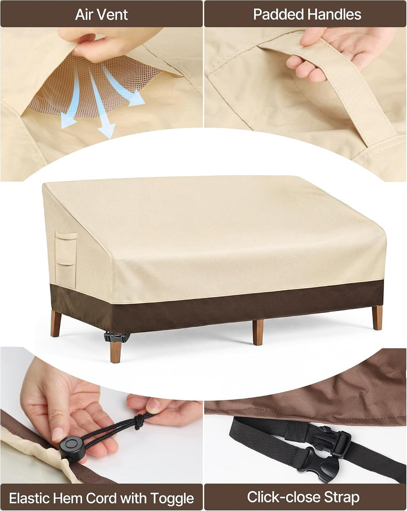 Patio Sofa Cover 3-Seater & Outdoor Couch Cover Waterproof | Heavy Duty 600D Oxford Patio Outdoor Furniture Covers